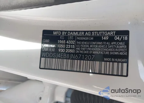 2018 Mercedes-Benz Cla 250 z USA, uszkodzony, nr VIN WDDSJ4EB8JN671207